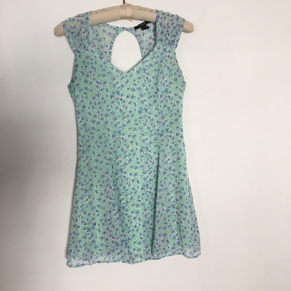 Aqua Floral Print Dress - Picture 2 of 4